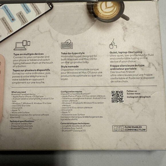 Logitech K380 Multi Device Bluetooth Scissor Keyboard Pink - Picture 7 of 14